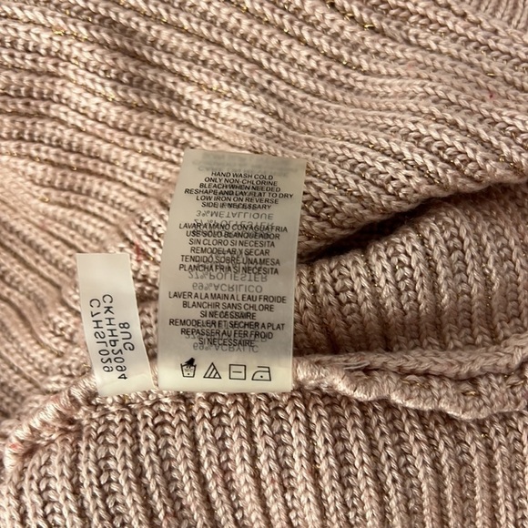 Calvin Klein cowl neck ribbed shimmer sweater with bell sleeves large - Picture 7 of 8